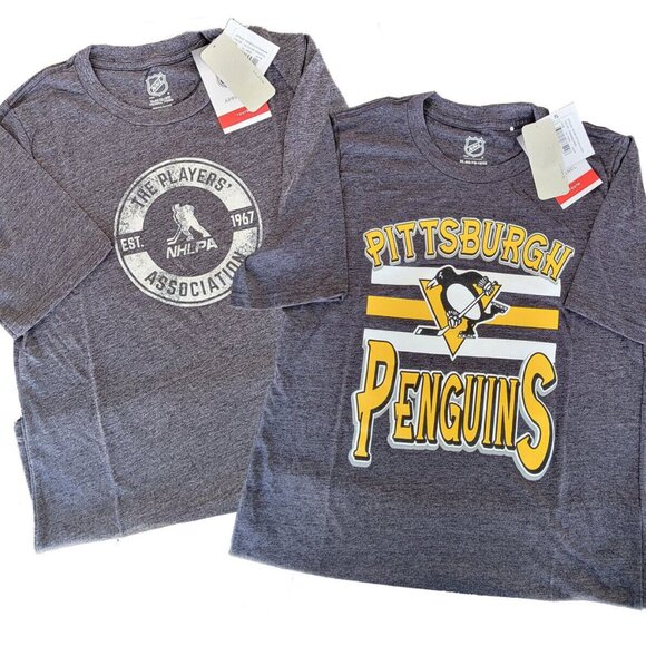 NEW NHL 2pc Youth T-Shirts Pittsburgh Penquins & Players Association-Grey, XL - Picture 1 of 2